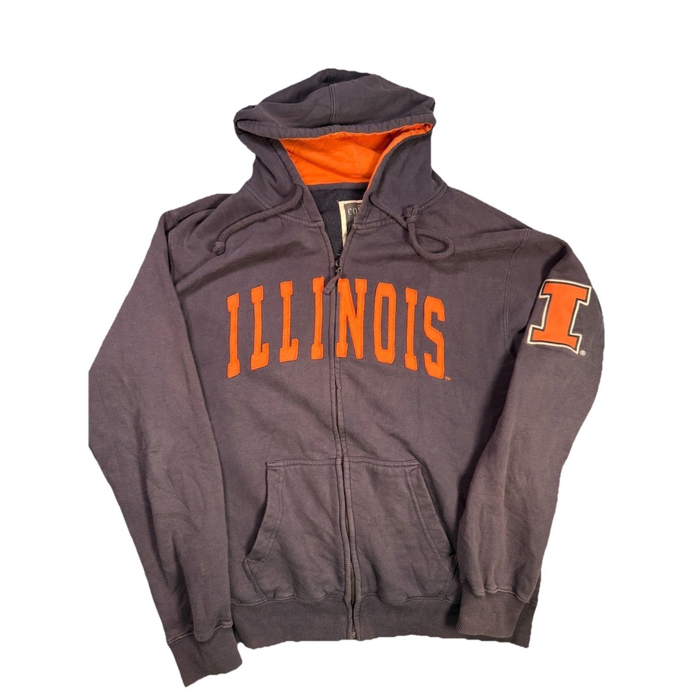 Vintage Colosseum Athletics Illinois Full Zip Hoodie Sweatshirt Adult Large EUC
